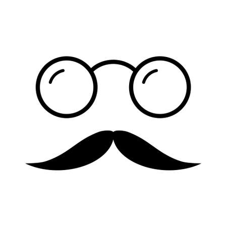 Glasses and mustache line black vector icon.のイラスト素材