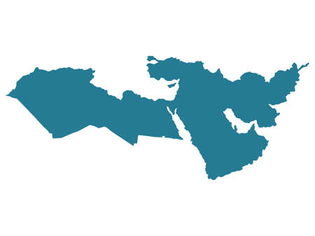 Middle East map vector. Middle East silhouette illustration isolated on whiteのイラスト素材