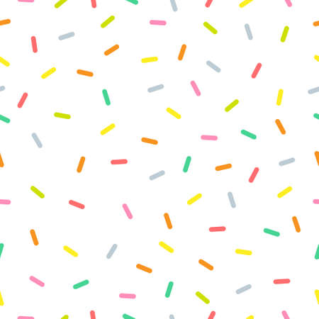 Seamless colorful confetti pattern. Sweet donut vector illustration on white backgroundのイラスト素材