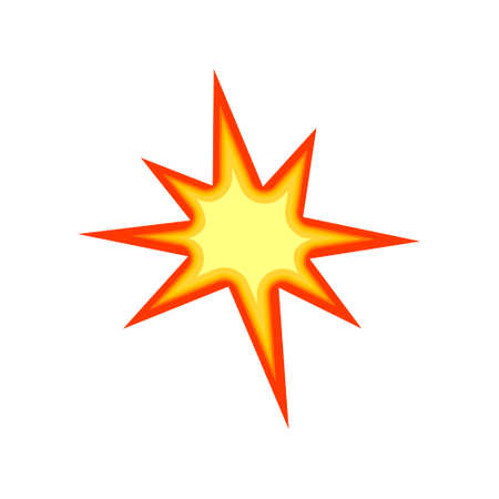 Boom fire icon isolated on white. Yellow bursting vector illustration.