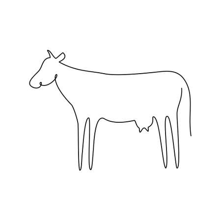Cow line icon. Farm animal line drawn vector illustration.のイラスト素材