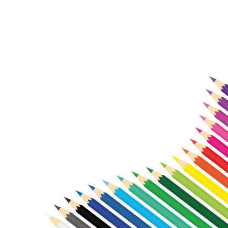 Colorful pencil set icons. Back to school. Stock vector illustration isolated on white background.のイラスト素材