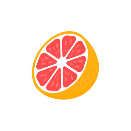 Slice of grapefruit icon. Grapefruit peace vector illustration isolated on white. Tasty sweet fruit symbol.のイラスト素材