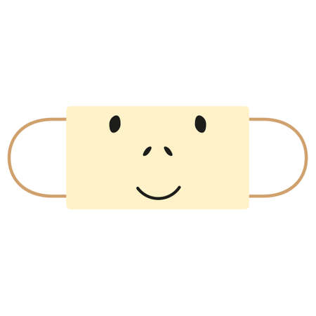Reusable mouth kids funny mask with monkey face. Medical cute mask vector illustration isolated on white.のイラスト素材