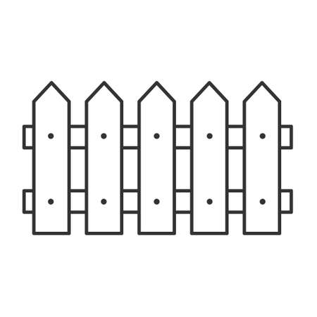 Black fence line icon. Barrier symbol vector isolated on white background. Garden or farm fence silhouette illustration.のイラスト素材