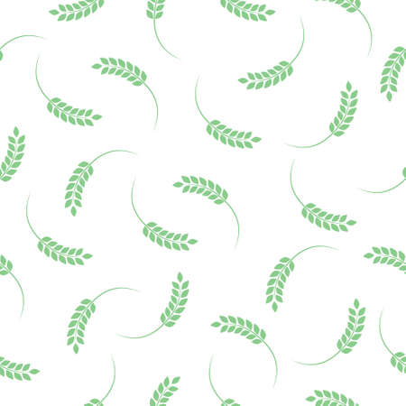 Wheat seamless pattern white background. Wheat green agriculture texture vector illustrationのイラスト素材