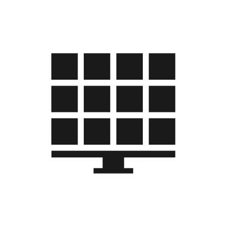 Solar energy black icon. Frontal solar panel outline vector illustration isolated on white.のイラスト素材