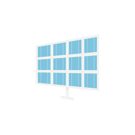 Solar energy icon. Frontal solar panel blue vector illustration isolated on white.のイラスト素材