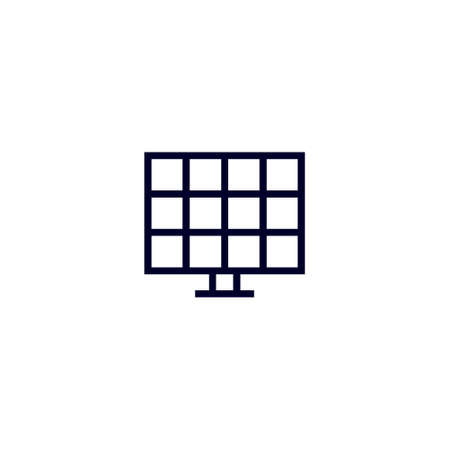 Solar energy line icon. Frontal solar panel outline vector illustration isolated on white.のイラスト素材
