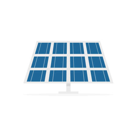Solar energy icon. Frontal solar panel blue vector illustration isolated on white.