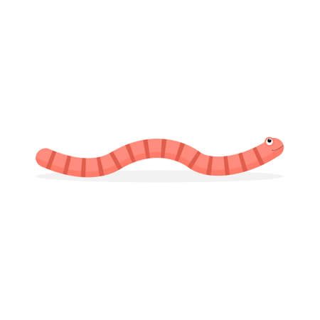 Cute worm icon. Cartoon earthworm vector illustration isolated on white background.のイラスト素材