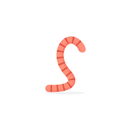 Cute worm icon. Cartoon earthworm vector illustration isolated on white background.のイラスト素材