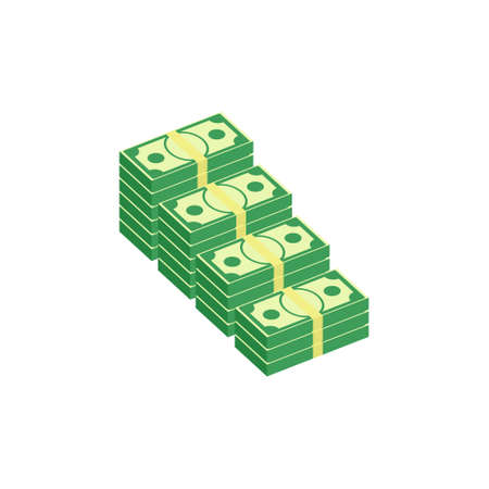 Dollar bill icon. Stack of cash symbol. Business and finance isometric illustration