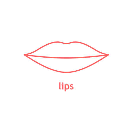 Lips line red icon. Vector lips with inscription illustration isolated on white backgroundのイラスト素材