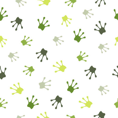 Seamless pattern with green frog footprints. Animal foot colorful icon vector illustration.のイラスト素材