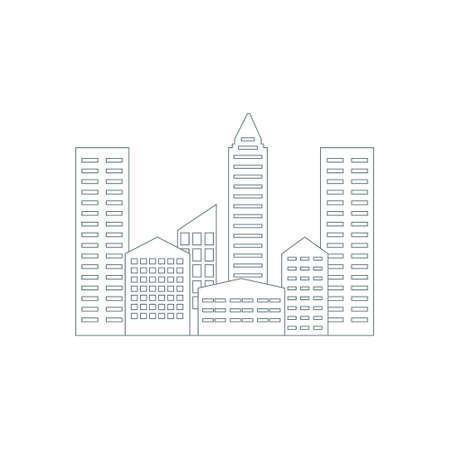 City line landscape template. Panorama buildings isolated concept. Isolated on white.のイラスト素材