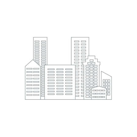 City line landscape template. Panorama buildings isolated concept. Isolated on white.のイラスト素材