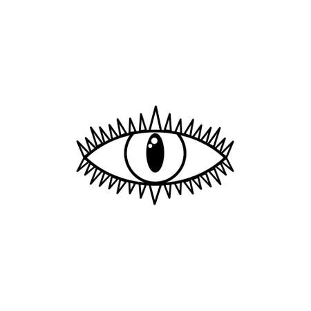Eye black icon. Occult mystic eye symbol. Esoteric sign. Vector illustration isolated on white.のイラスト素材