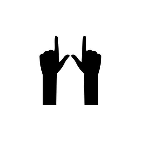 Hand gesture icon set. Hands pointing with index finger illustration. Black arm showing silhouette.のイラスト素材