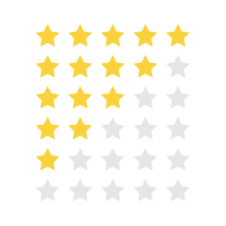 Star rate set icon. 5 star rating vector illustration isolated on white. Review concept.