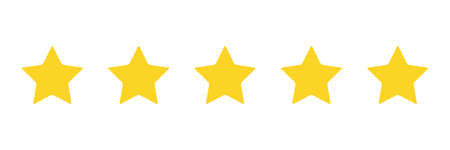 Star yellow rate set icon. 5 star rating vector illustration isolated on white. Review concept.