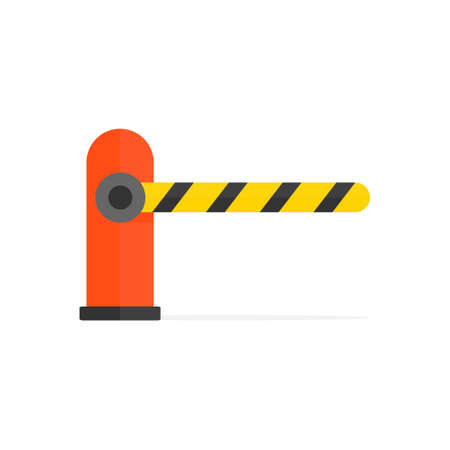 Automatic car barrier icon. Closed barrier in flat style. Vector color illustration isolated on...
