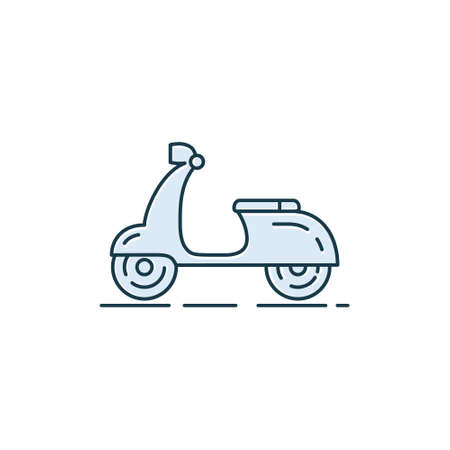 oped flat line icon. Scooter linear symbol. Vector illustration isolated on white.のイラスト素材
