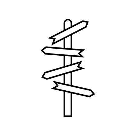 Road sign line icon. Signpost outline linear symbol isolated on the white backgroundのイラスト素材