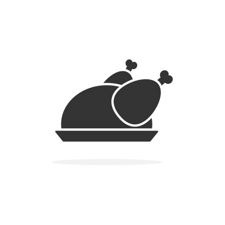 Chicken fried black icon. Tasty food isolated on the white backgroundのイラスト素材