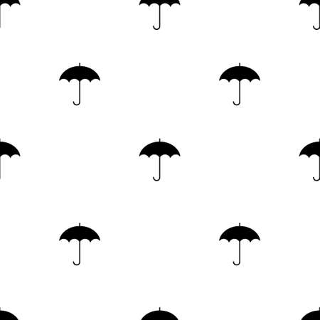 Seamless umbrella pattern. White background with black umbrella icon. Vector illustration.のイラスト素材