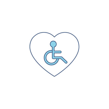 Disabled people help vector illustration isolated on white background. Voluntary, charity, donation icon.のイラスト素材