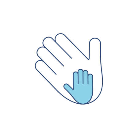 Mother and child hand icon vector illustration isolated on white background. Help concept.のイラスト素材