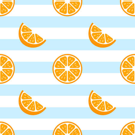 Fresh orange seamless pattern background. Healthy food vector illustration isolated on white.のイラスト素材
