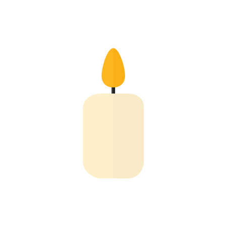 Candle flat icon. Light burn outline symbol. Vector Christmas sign isolated on white.のイラスト素材