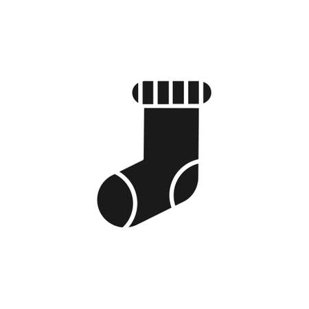 Sock black icon. Christmas outline symbol. Gift silhouette. Vector illustration isolated on white.のイラスト素材