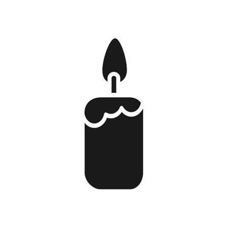 Candle black icon. Vector candle flame silhouette. Isolated on white. Christmas symbol.のイラスト素材