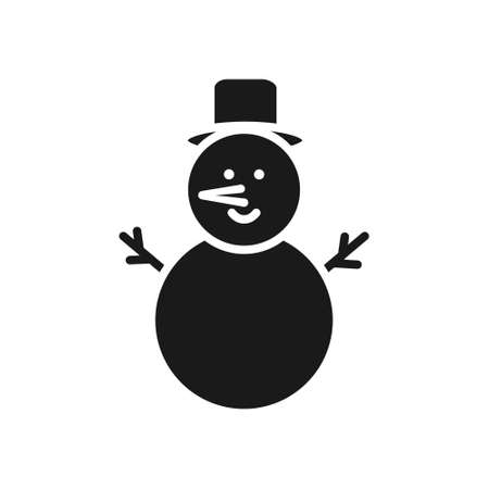 Christmas snowman icon. Winter toy black silhouette. Vector illustration isolated on white backgroundのイラスト素材