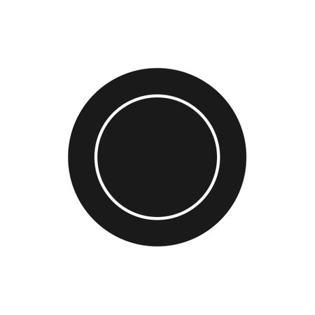 Plate icon. Kitchen black plate silhouette. Vector isolated on whiteのイラスト素材