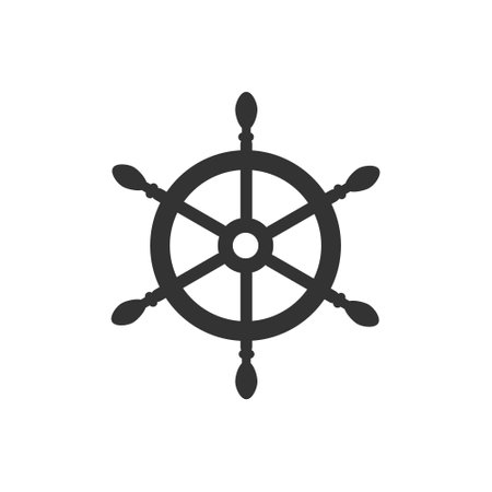 Helm icon. Navigation sea ocean symbol. Nautical maritime vector illustration. Isolated on whiteのイラスト素材