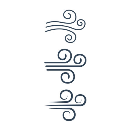 Wind line blow icon set. Weather cold symbol collection illustration. Vector isolated on white background.のイラスト素材