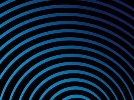 Abstract blue wave lines background. Art linear vector illustration isolated on black. Smooth stripe or curved wavy elements.のイラスト素材
