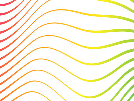 Abstract colored wave element line art vector illustration isolated on white background. Smooth stripe or curved wavy colorful line.のイラスト素材