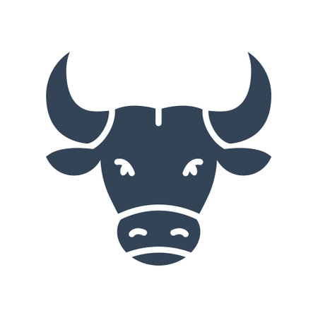 Bull head icon. Domestic animal silhouette isolated on the white background. Zodiac vector symbol.のイラスト素材