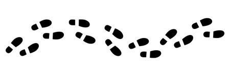Black footprints line isolated on white background. Footsteps shoes silhouette isolated.のイラスト素材