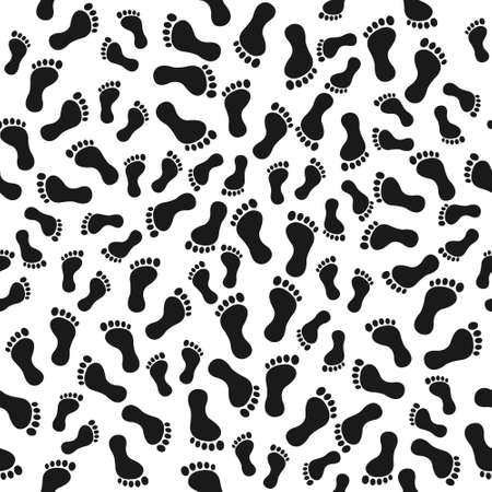 Seamless pattern with human footprints. Black people feet symbol vector illustration.のイラスト素材