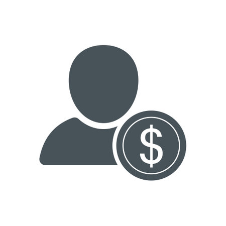 People and money icon. Rich man black silhouette. Vector isolated on white.のイラスト素材