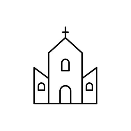 Church line icon. Church outline black symbol. Holy place building sign. Vector isolated on white.のイラスト素材