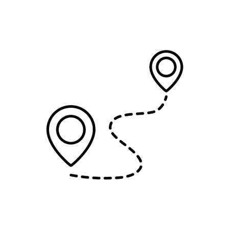 Location line icon. Navigator linear symbol. Arrival destination concept. Pointer outline sign. Vector illustration isolated on white.のイラスト素材