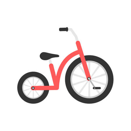 Bike kids icon. Bicycle colorful symbol. Red child bike sign. Vector illustration isolated on whiteのイラスト素材