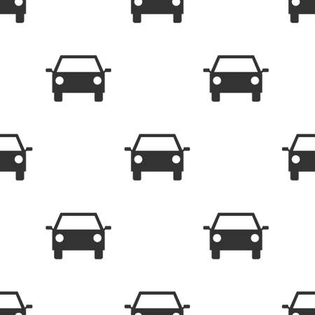 Car seamless pattern. Cute cartoon black racing cars white background. Vector illustration isolated on whiteのイラスト素材